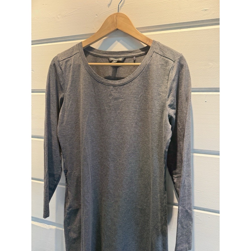 Toad & Co Dress Montclair Midi Womens Long Sleeve Knee Length Gray Size L